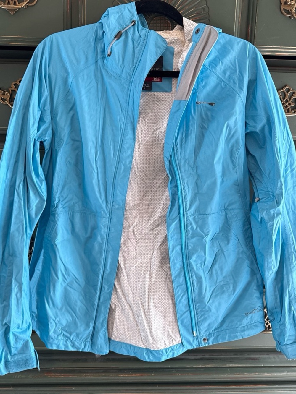 Eddie Bauer Bright Blue Hooded Rain Jacket or Windbreaker